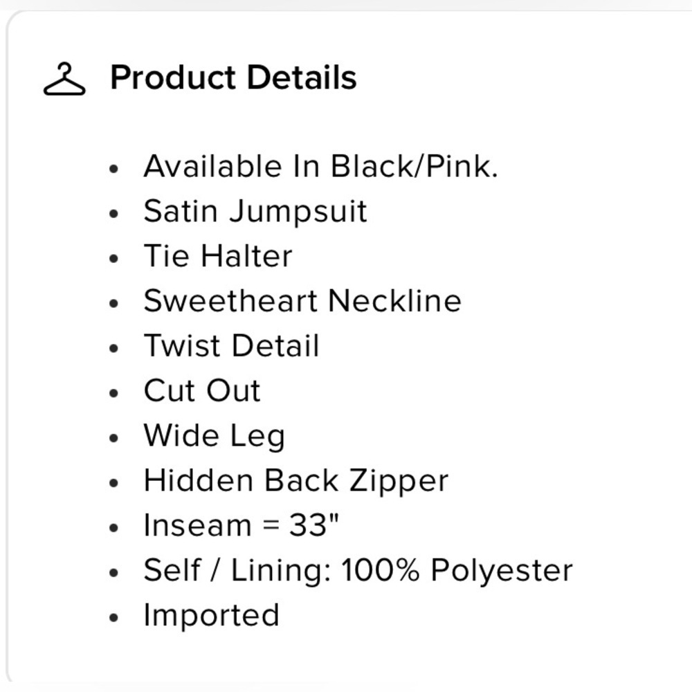 Satin Pink and Black Wide Leg Jumpsuit - Picture 4 of 5